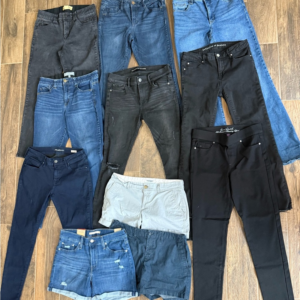 Womens jeans, pants and shorts, size 8